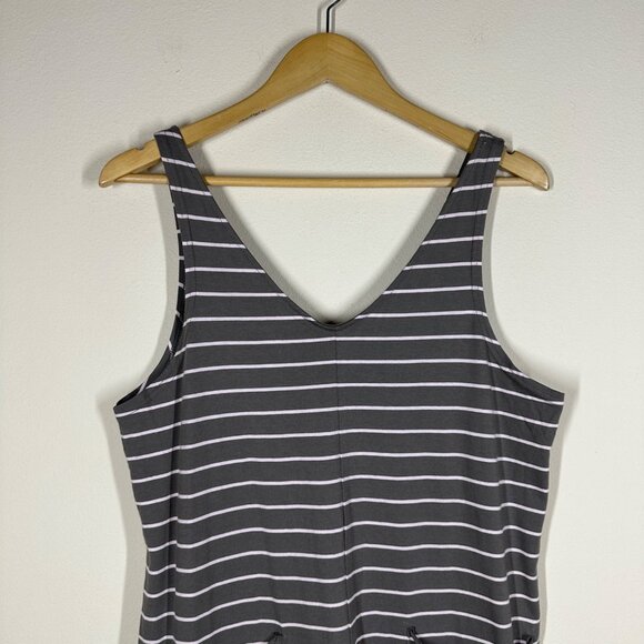 Pact Organic Cotton All Ease Lounge Jumpsuit Stripe Womens Size M Minimalist - Picture 3 of 7